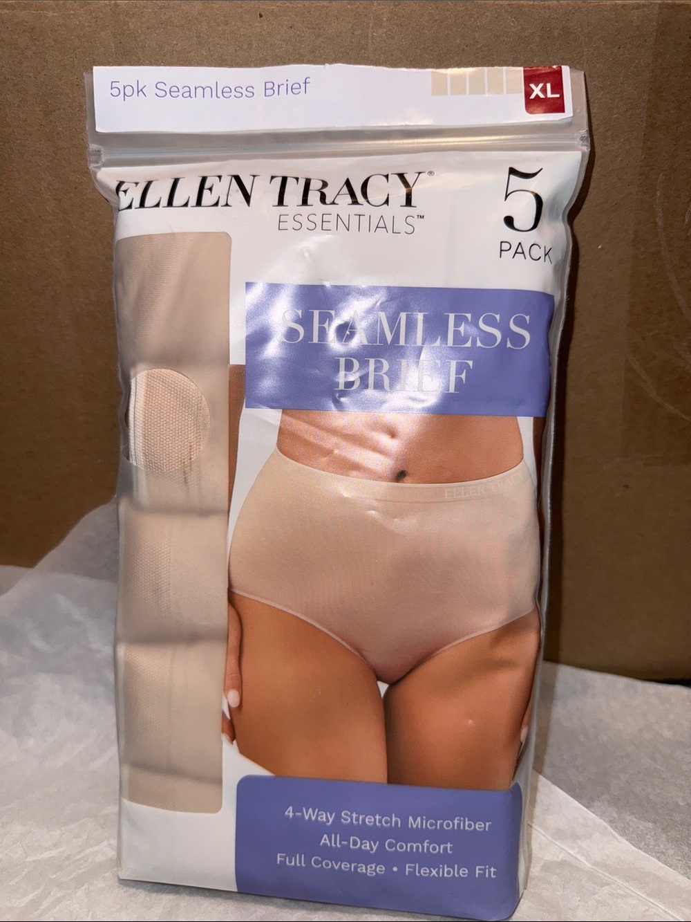 Ellen Tracy Nude Seamless Briefs 5-Pack XL